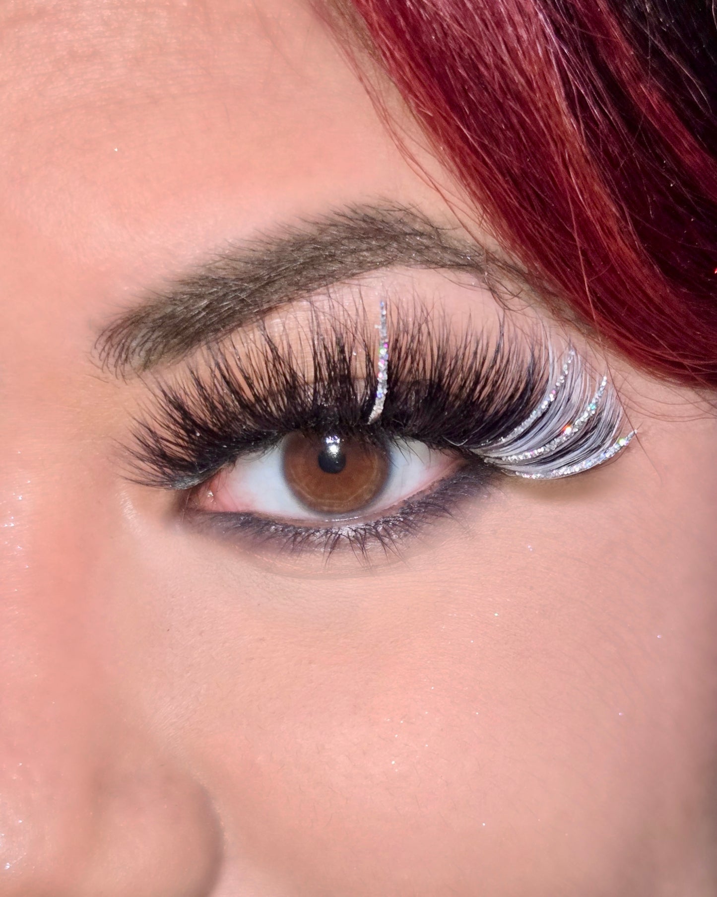 Strip lashes in style “Snow Angel” | 20mm Mink Lashes | White Glitter Lashes