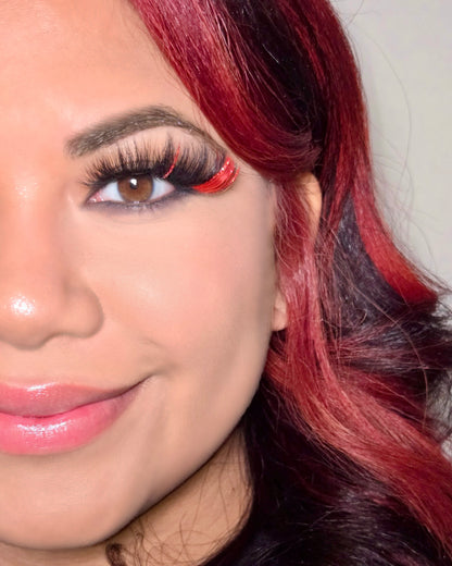 Strip lashes in style “Cherry Bomb” | 20mm Mink Lashes | Red Glitter Lashes