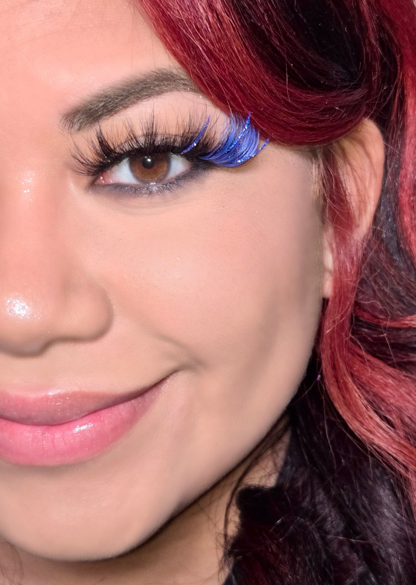 Strip lashes in style “Icy Girl” | 20mm Mink Lashes | Blue Glitter Lashes