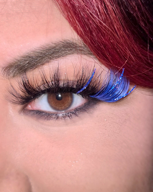 Strip lashes in style “Icy Girl” | 20mm Mink Lashes | Blue Glitter Lashes
