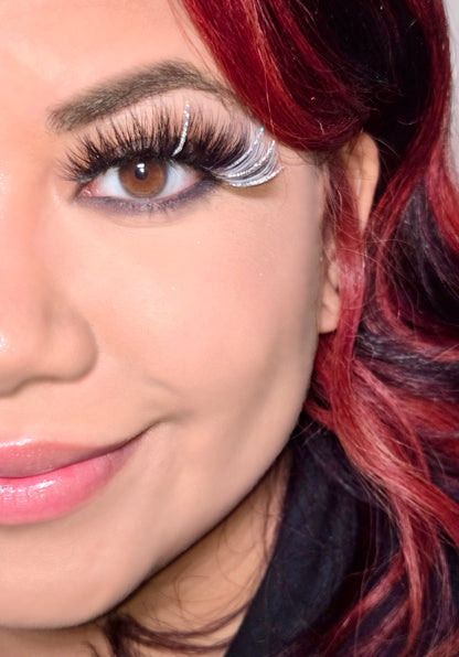 Strip lashes in style “Snow Angel” | 20mm Mink Lashes | White Glitter Lashes